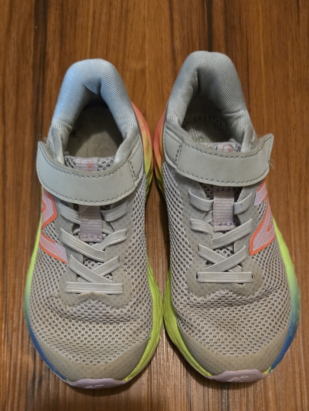 New Balance Kids Athletic Sneakers in Light Gray with Pastel Accents